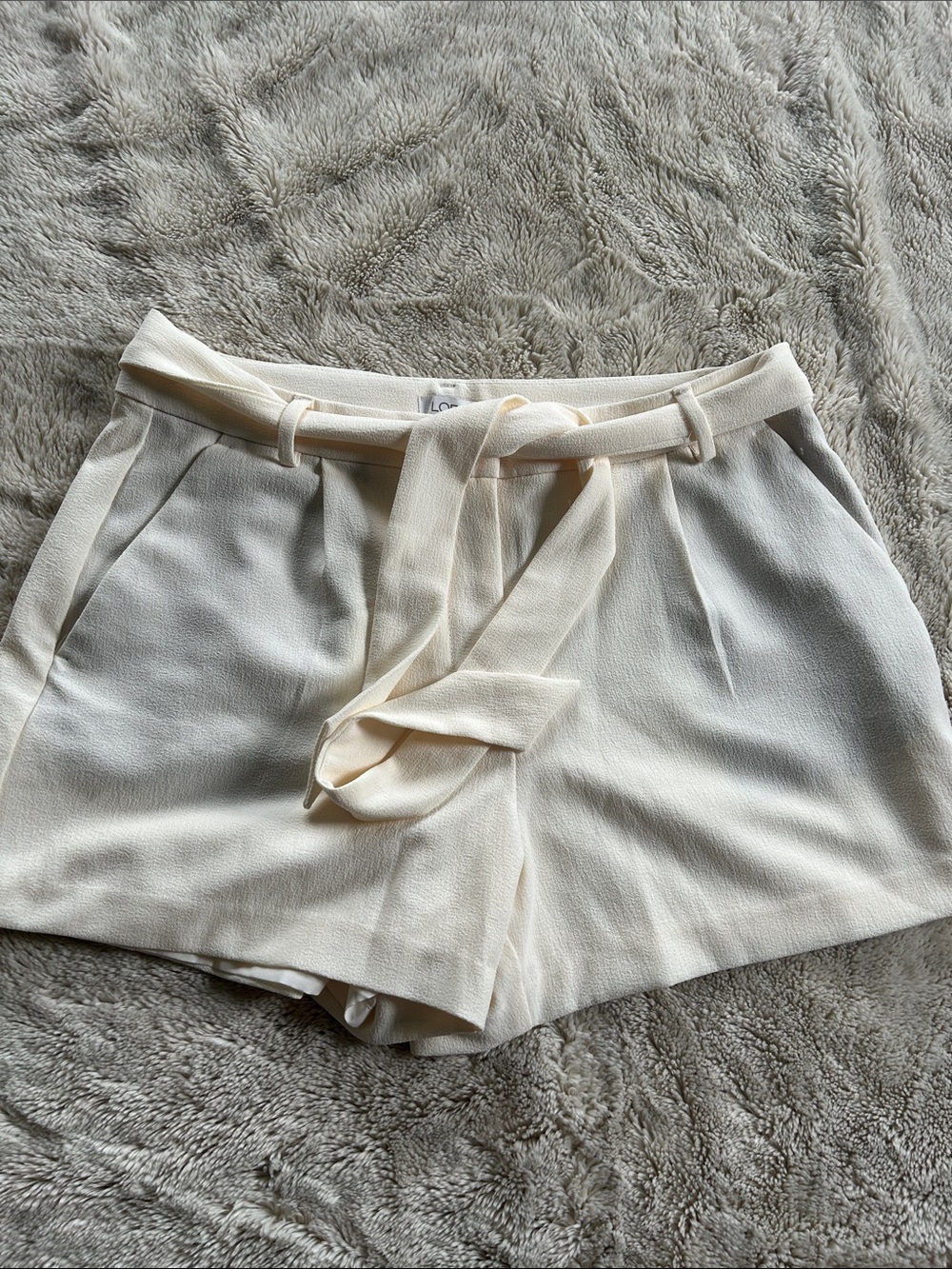 LOFT Cream High-Waist Tie-Belt Women’s Shorts